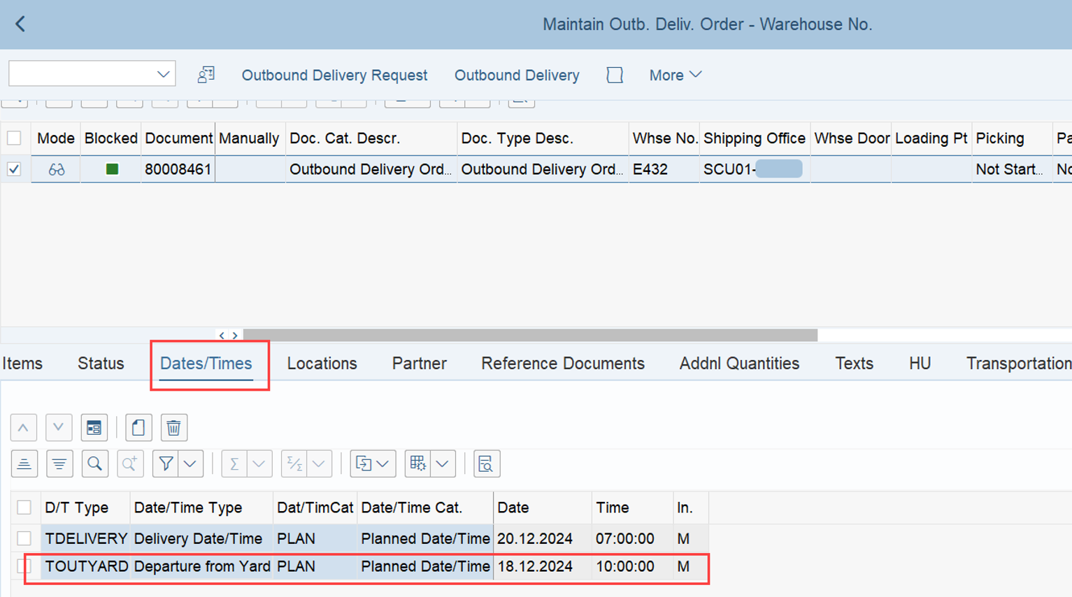 SAP EWM Latest Start Date LSD_15